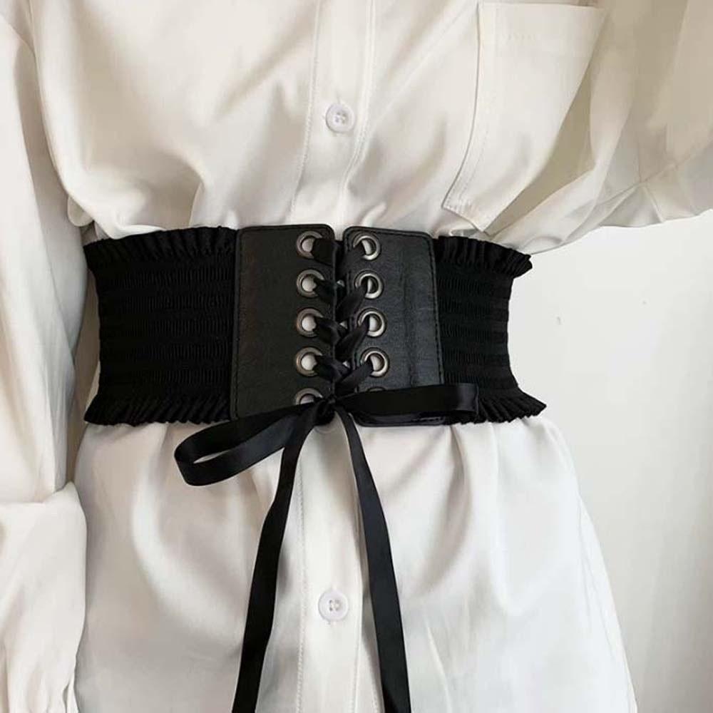 Polyester Elastic Pleated Cummerbunds Strap Rope Elastic High Wide Belt  Ornament