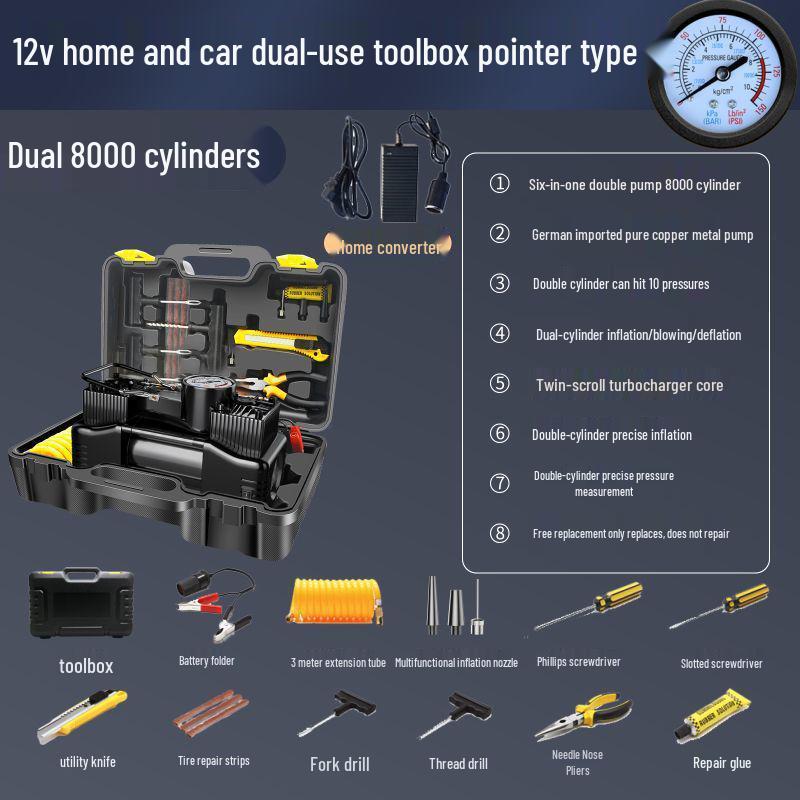 Dual-Cylinder High-Power Electric Car and Home Tire Inflator