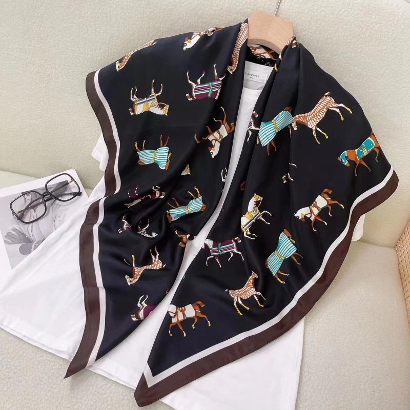 Women S Korean Style Square Scarf Elegant Air Conditioner Shawl