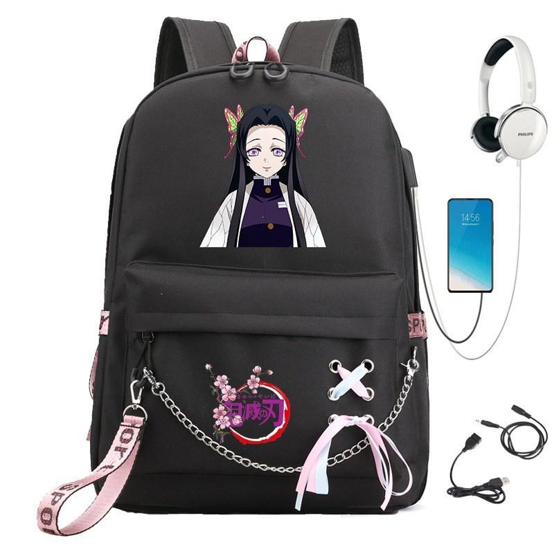 Anime Cosplay School Backpack With Chain Strap Teens - Lightweight Waterproof Canvas Rucksack High Students