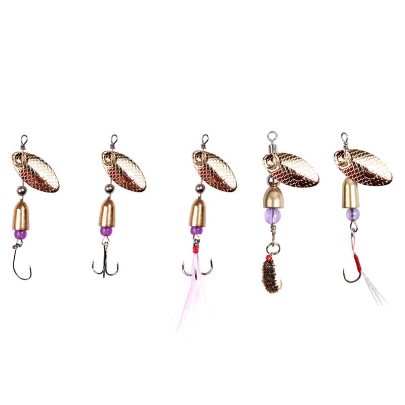 Fishing Lures Wobble Rotating Metal Bait For Bass Trout Treble Hook Artificial