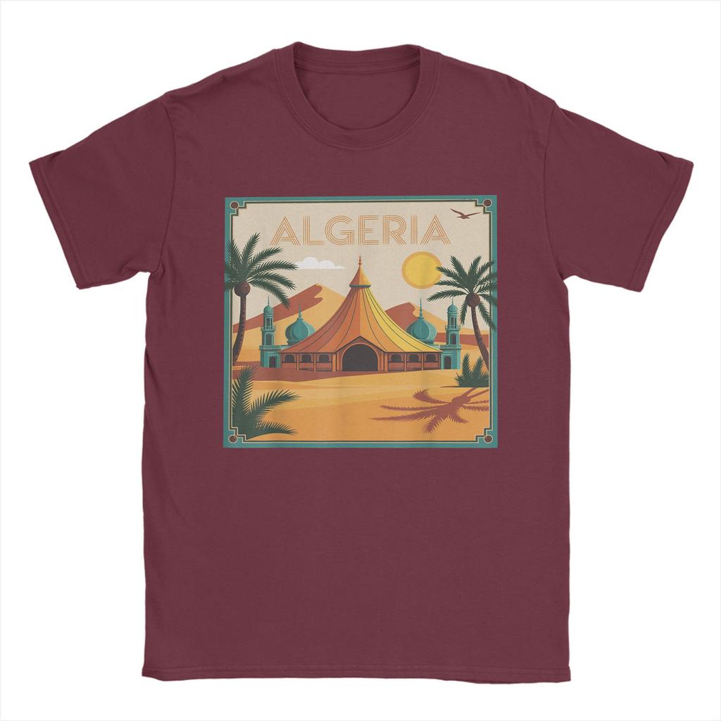 Algeria My Country Men's T Shirts DZ Africa Arab Humor Tee Shirt Short Sleeve Round Collar T-Shirt Pure Cotton 4XL 5XL Clothes