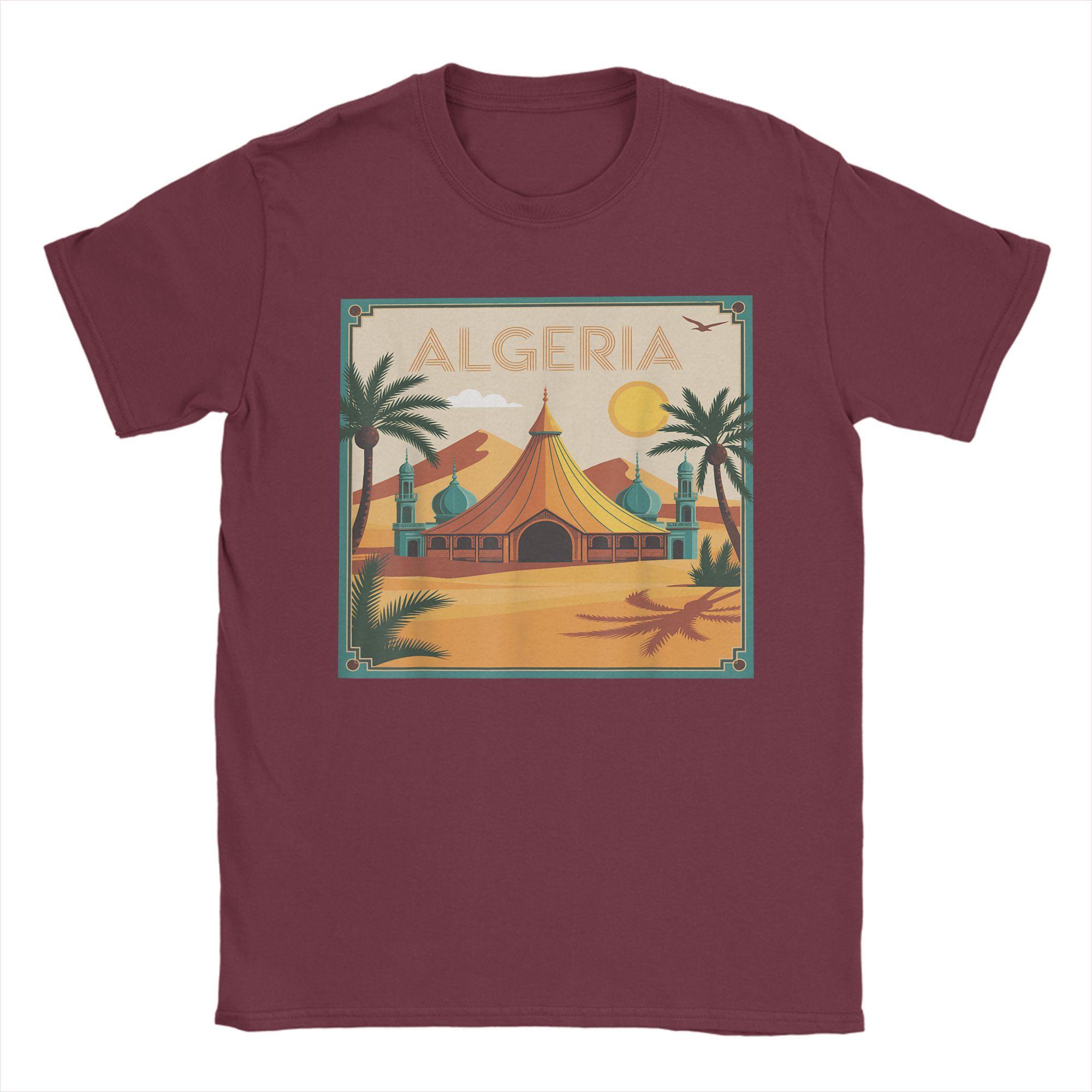 

Algeria My Country Men s T Shirts DZ Africa Arab Humor Tee Shirt Short Sleeve Round Collar T-Shirt Pure Cotton 4XL 5XL Clothes L