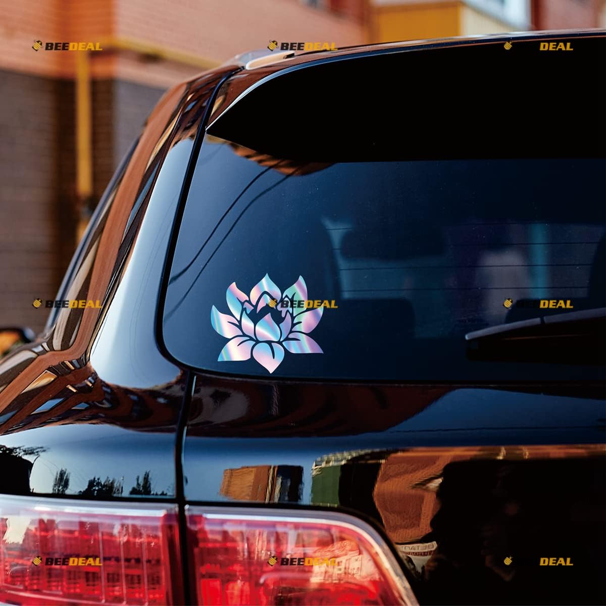 Lotus Flower Yoga Buddha India Decal Vinyl Sticker - 3 Pack Holographic Iridescent, 2 Inches, 3 Inches, 5 Inches - Die Cut No Background 05151 for