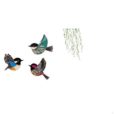 Wooden Bird And Green Vine Wall Art Set for Garden Study Room Farmhouse Restroom Bedroom Elegant