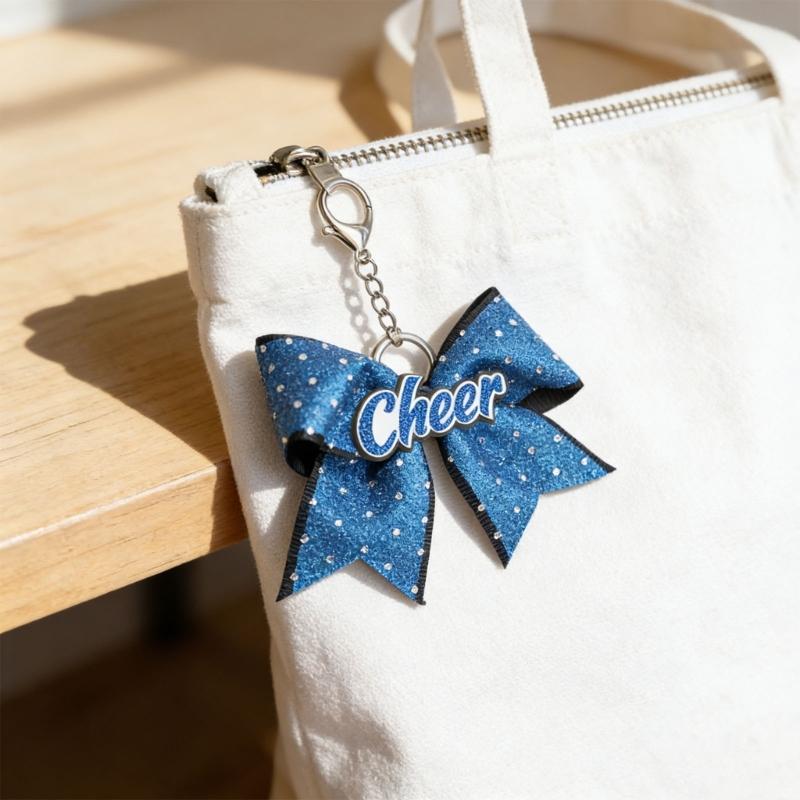 Versatile Glittering Bowknot Keychain Decorative Accessory for Purses Wallets Cheerleader Inspired Key Holder