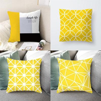 45x45cm Moda Amarelo Estampa Geométrica Fronha Sofá Hotel Escritório Assento Almofada Lombar Capa Decoração de Casa