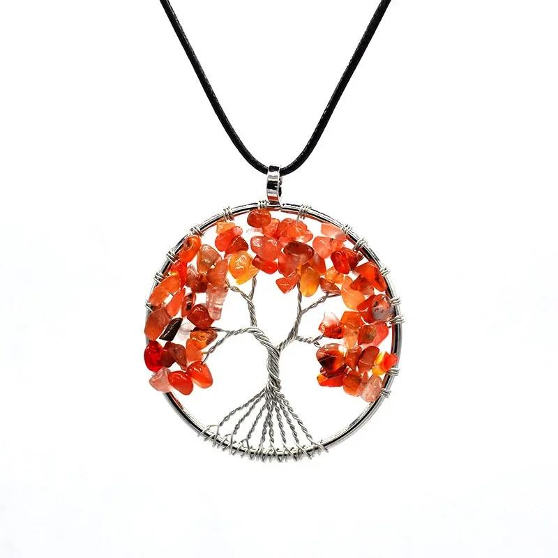 SUMENG 2025 New Fashion 7 Chakra Tree of Life Necklace Copper Crystal Natural Quartz Stones Pendants for Women Christmas Gifts