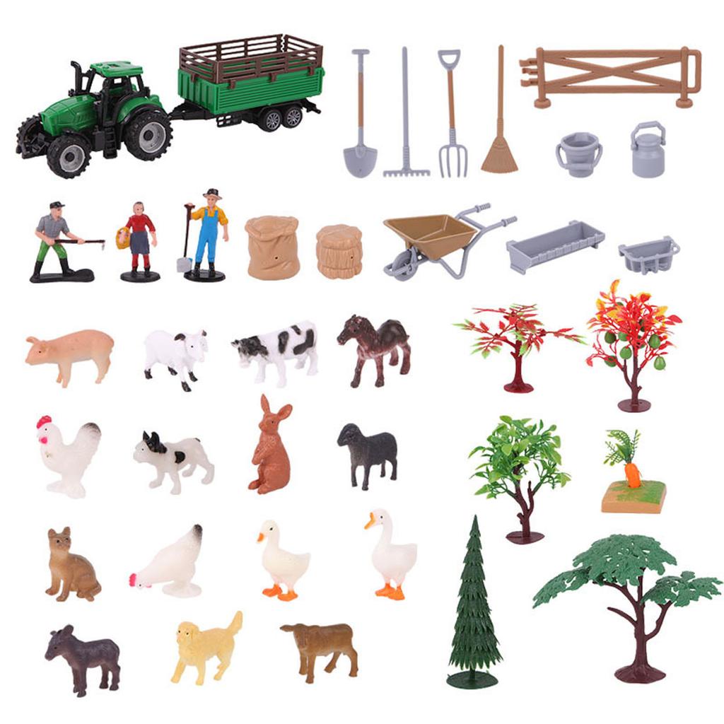 49 Piece Farm Playset With Figures Animals Tools Plant For Children Imaginative Learning And Role Play Accessories