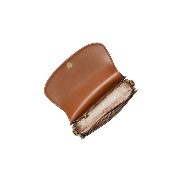 New MICHAEL KORS Mila Cow Leather Messenger Saddle Bag, Crossbody Bag, Shoulder Bag Medium Women's Brown 30S3GIMM8L-230