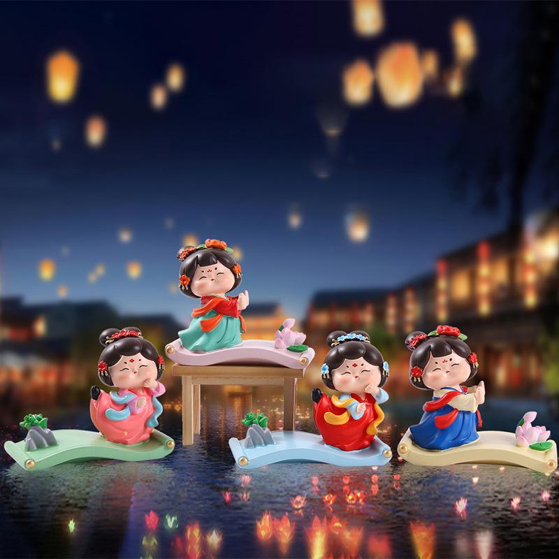 Guochao Ancient Style Tang Xiaohuan Picturesque Mobile Phone Holder Lazy Drama Chasing Artifact Desktop Small Ornament Holiday Gift