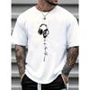 Men's Summer Earphones with Letter Print, Breathable and Comfortable Round Neck T-shirt, Outdoor Sports and Leisure Top