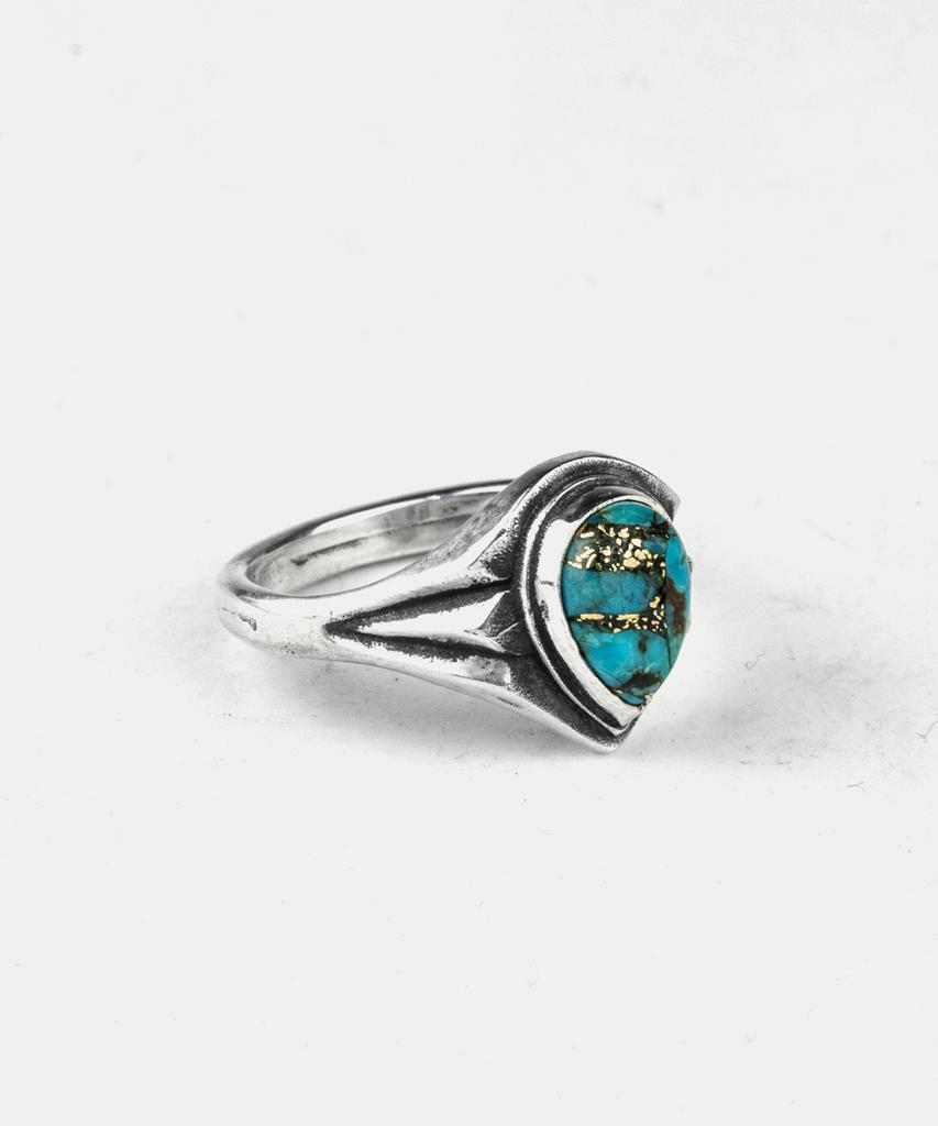 Sheen666 Single Teardrop Turquoise Silver Ring (Type B)