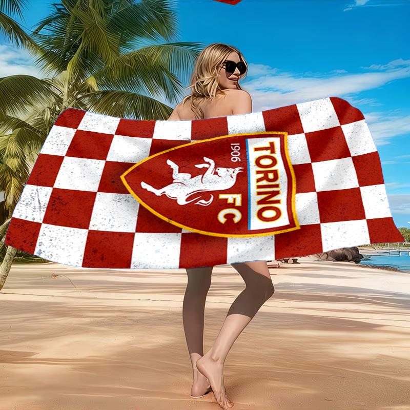 Asciugamano da Spiaggia con Stemma Torino Fc, Asciugatura Rapida, Facile da Curare, Adatto sia per il Fitness che per le Vacanze al Mare, Essenziale per lo Sport