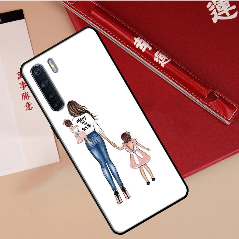 Black Brown Hair Baby Mom Girl Son Case For Oppo A40 A78 A54 A74 A94 A17 A57 A77 A76 A16 A96 A18 A60 A80 A38 A58 A98 A15 A5 Pro