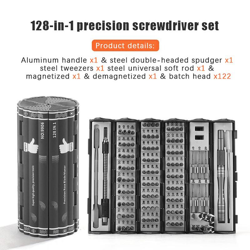 128 In 1 Precision Screwdriver Set Magnetic Screw Nuts Bits Multi Functional Household Repair Tools Kit For Laptop