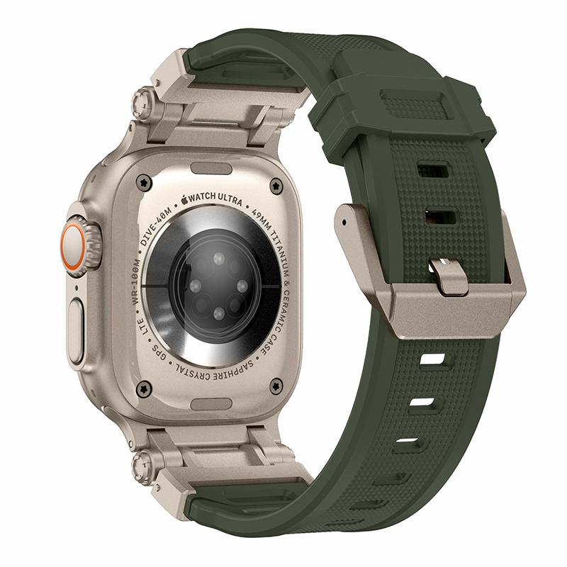 

For Apple Watch 10 46mm/Ultra 2/Ultra 49mm/9 8 7 45mm/SE (2023) SE (2022) SE 6 5 4 44mm/3 2 1 42mm Silicone Strap Titanium Green