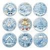 Christmas Wooden Coasters 9Pcs Set, Heat Resistant Cup Mats, Waterproof Non Slip Drink Round Table Protection Mats for Home Office Desk Accessories