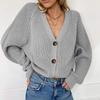 Fashionable new casual solid color button knit cardigan, comfortable autumn and winter classic simple ladies sweater jacket