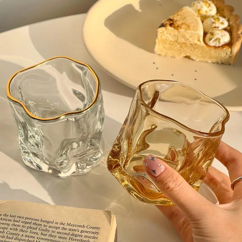 Unique Whisky Glass Irregular Transparent Glass Wine Cup Drinking Glasses for Home Summer Beverage Cup Kitchenware