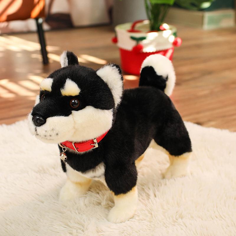 Schattig Akita Hond Pluche Speelgoed Simulatie Knuffeldier Zacht Dier Kussen Kerstcadeau Voor Kinderen Kawaii Valentijnscadeau 30cm zwart