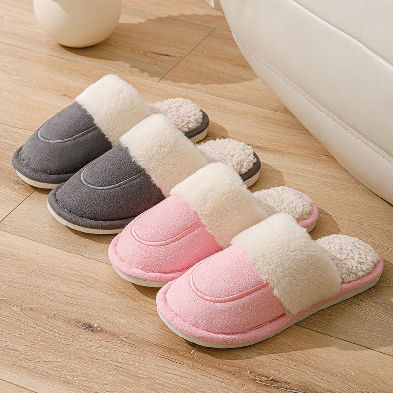 Winter Warme Fleece Hausschuhe für Herren und Damen Rutschfest Indoor Weiche Sohle Gemütliche Hausschuhe