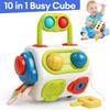 New Montessori Busy Cube Toys for Toddler, Sensory Activities Busy Board Early Educational Learning Travel Toys Gift for Baby