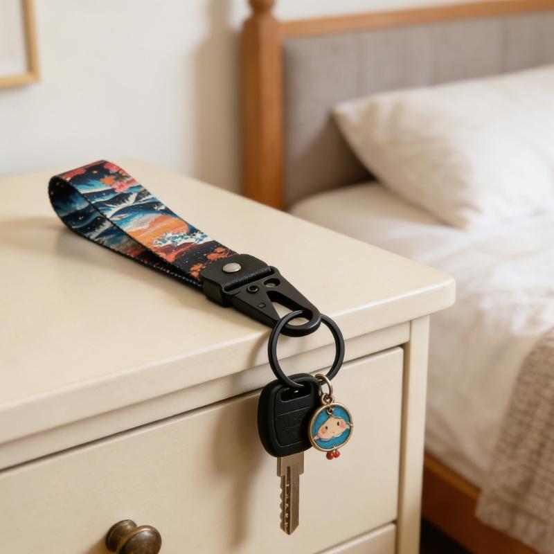 1 Pair Nylon Wristband Keychain With Unique Style For Car Key And Backpack Accessories Universal Key Strap Lanyard