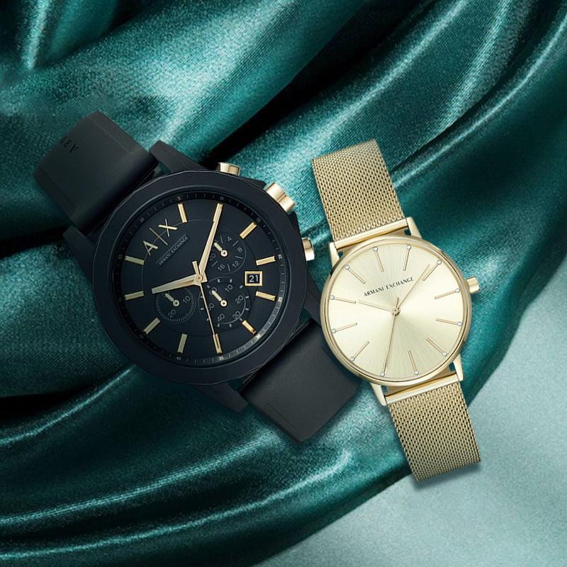 ARMANI EXCHANGEAE Wrist Watch Quartz Movement Silicone Strap Black Dial Unisex AX5536-AX7105