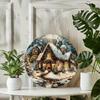 Christmas Round Metal Tin Sign 20x20 Cm Home Wall Decor Holiday Gift