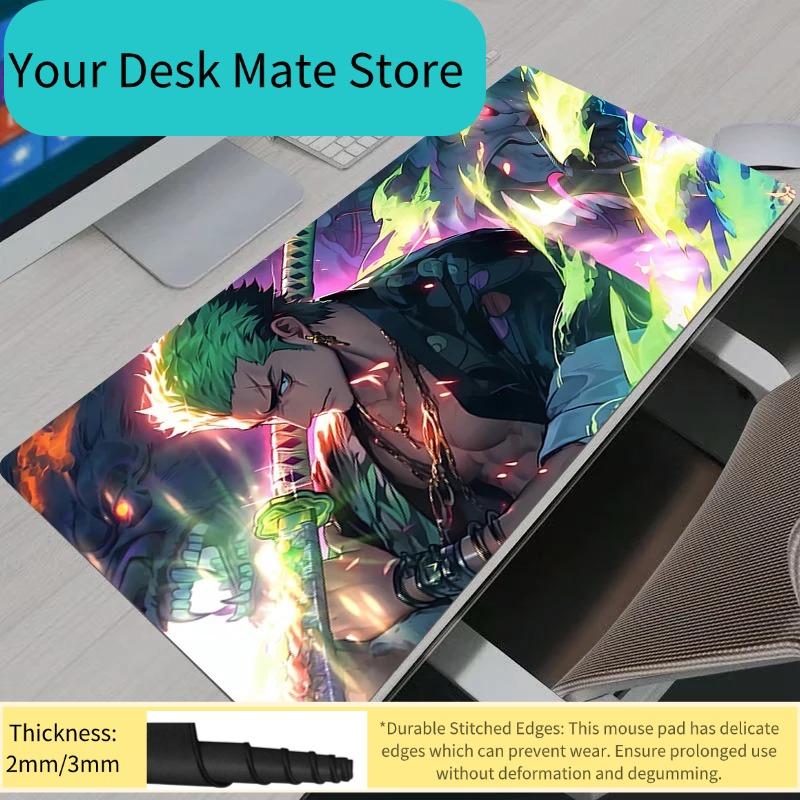 One Piece Zoro Mauspads Notizbuch Gaming Große Tastatur Rutschfeste Gummi Computer Teppich Schreibtischmatte PC Gamer Mauspads Jugend Geschenke