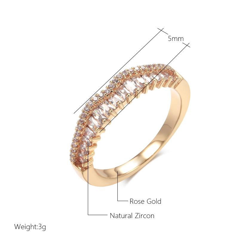 Kinel Natural Zircon Full Paved Rings For Women Luxury Rose Gold Color Fine Jewelry