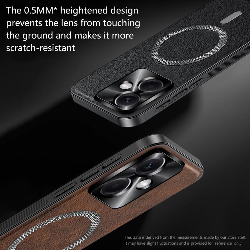 For Redmi Note 12 5G Case Magnetic Elegant Leather Wear-Resistant Lens Fully Covered Non-Slip Grip Edge Cover Shell