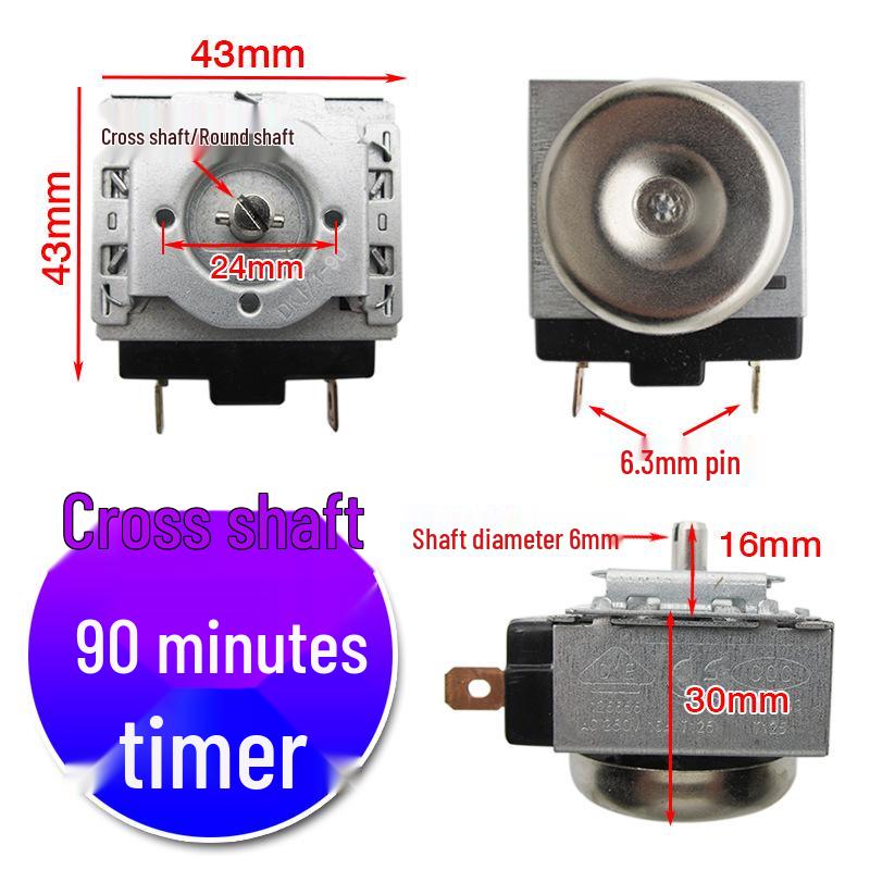 Timer per pentola a pressione elettrica e friggitrice ad aria con campanello, 60/90/120 Min, Interruttore temporizzatore a semicerchio/asse a croce