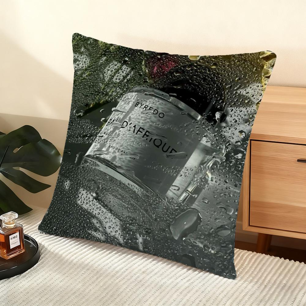 B-B-Byredo Perfume Cushion Cover Silky Short Plush Home Sofa Cushion Cover - Invisible Zipper Home Decoration