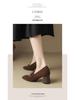 Women's Brown & Black Plush Lined Loafers: Velvet, Square Toe, Chunky Mid-Heel, Deep Mouth Design, Autumn/Winter.