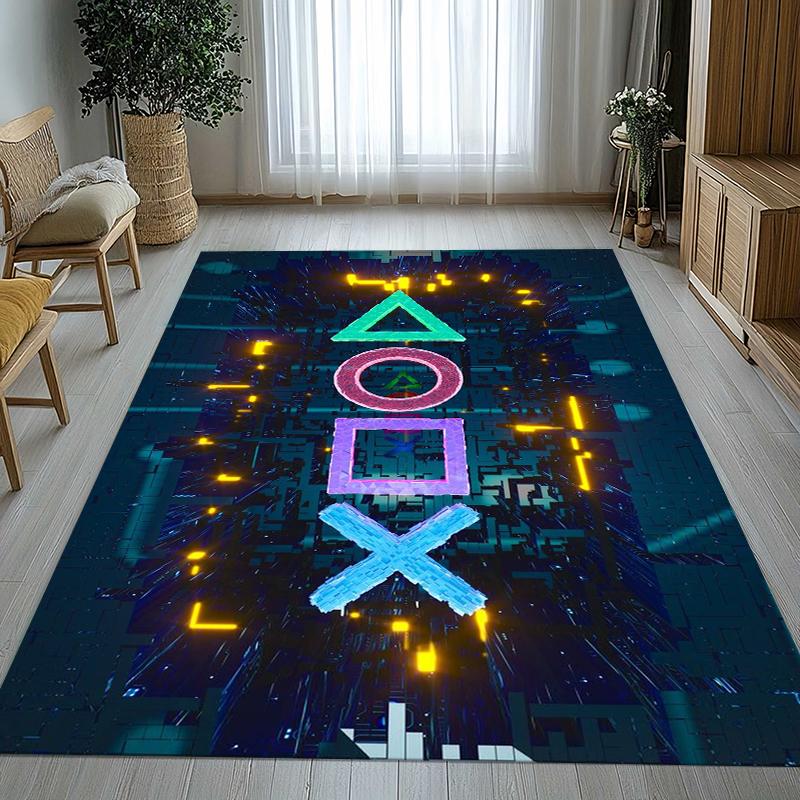 Cartoon Game Gamer Zone Controller Logo Living Room Non-Slip Area Rug Soft Carpet for Bedroom Playroom Sofa,Home Decor Doormat