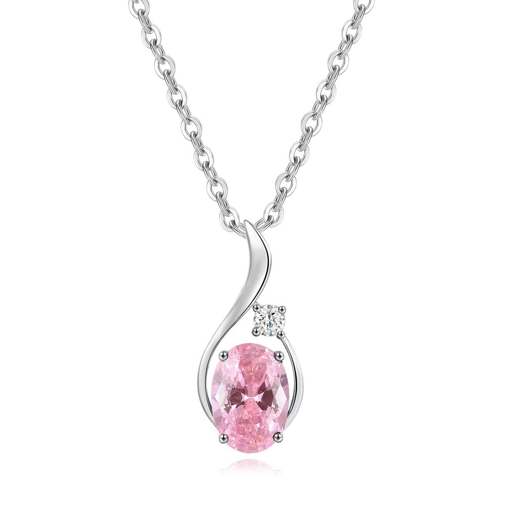 FANCIME Necklace with October and Diamond Pendant in 14K White Gold with Silver Perfect for and Gift Women's "Eternal Glow" Tourmaline, Birthstone,