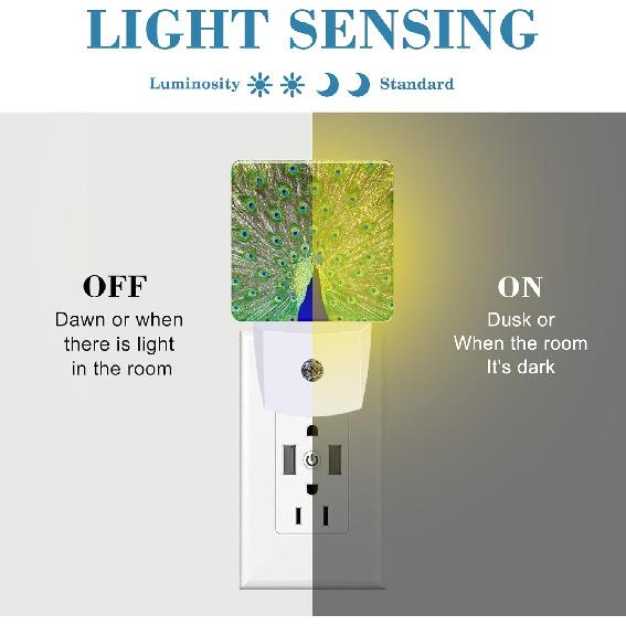 Night Light for Kids Girls Boys, Magnificent Peacock LED Night Light Plug Into Wall with Dusk To Dawn Sensor for Room Decor, Hallway, Kitchen,