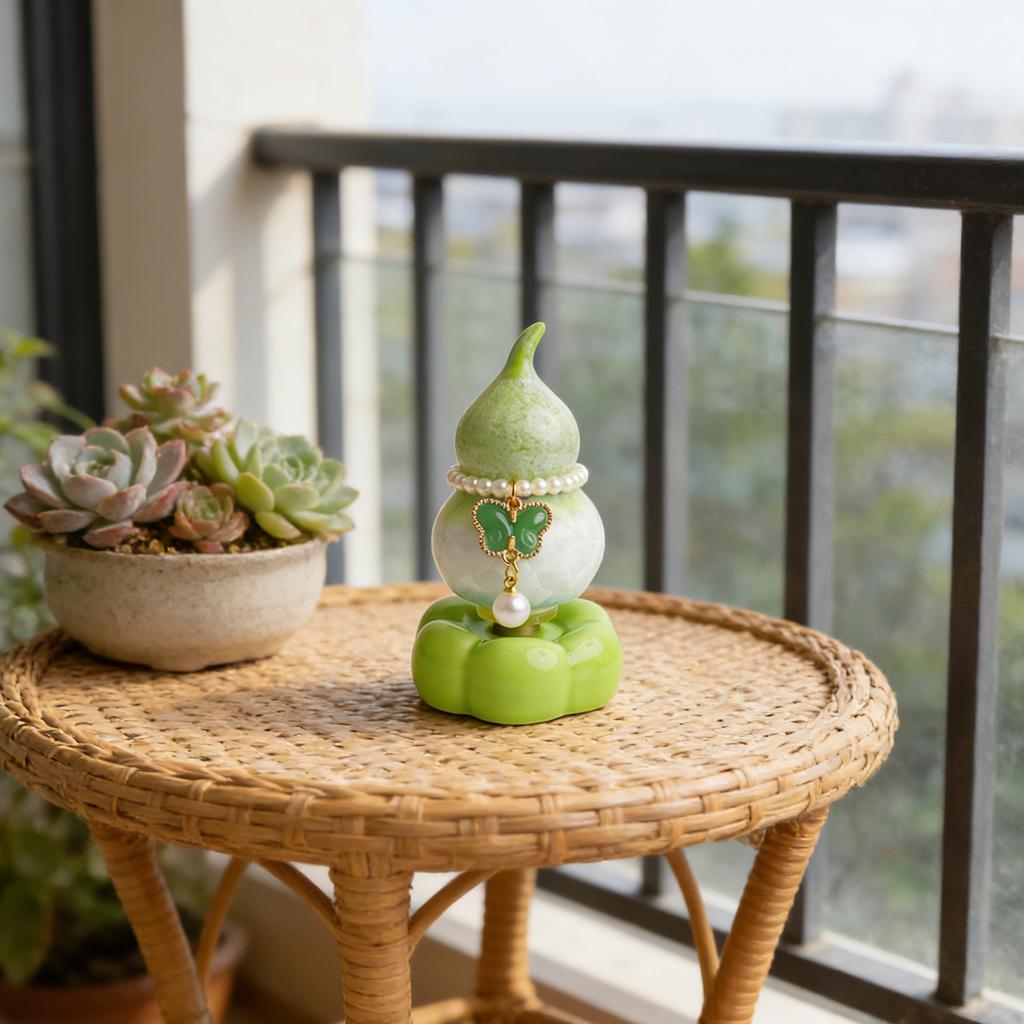 Ceramic Gourds Ornament with Exquisite Patterns For Car Or Desktop Decoration