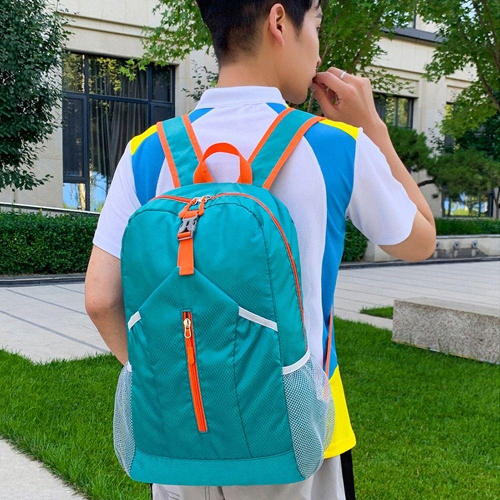 With Drawstring Storage Bags Lightweight Nylon Bag Zipper Travel Bag Foldable Backpack  Women