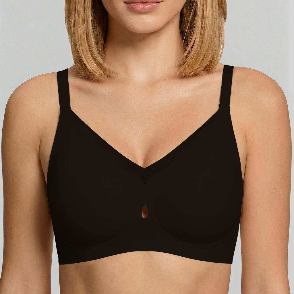 European Size Plus Size Wave Lace Seamless Comfort Bra for Women Daily Intimates