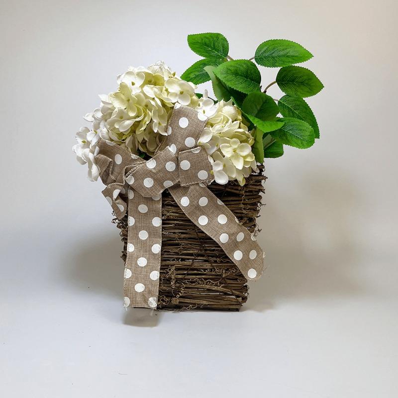 

1 шт., кремовая гортензия, дверная корзина, венок, полевые цветы, шелковый цветок для украшения домашнего балкона бежевый