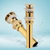 Kitchen Bathroom Basin Sink Solid Brass Pop Up Drain Stopper With Overflow Hole Golden