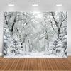 Paesaggio Invernale Scena di Neve Foresta Bianca Sfondo Fotografico Forniture Decorazioni Festa di Natale Striscione di Sfondo Oggetto di Scena per Foto