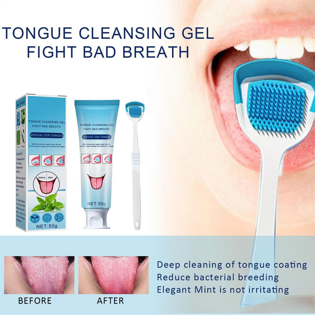 Tongue Scraper Brush Effective Tongue Cleaner Gel Orals Cleaner Set Mint Tongue Scraper & Scrubber Effective Mouth Odor