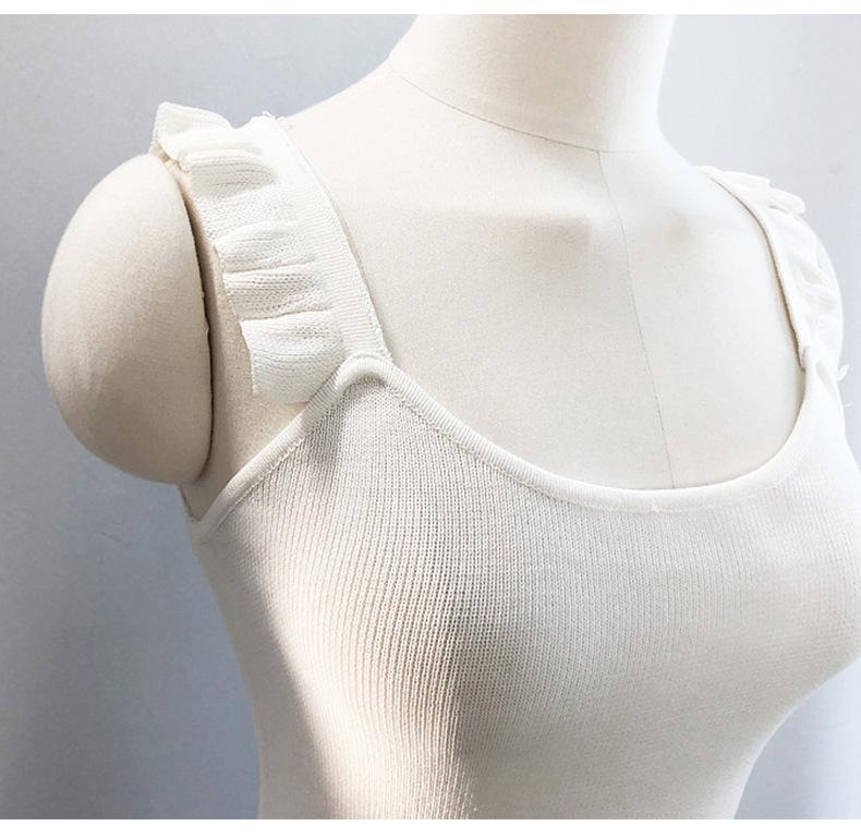 Koreanisches Dongdaemun Schlankmachendes Geripptes Träger-Strick-Bodycon-Kleid