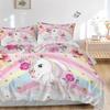 Unicorn Rainbow Fantasy Print 3Pcs Bedding Setduvet Cover With 2 Bedropillowcase Home Birthday Gift