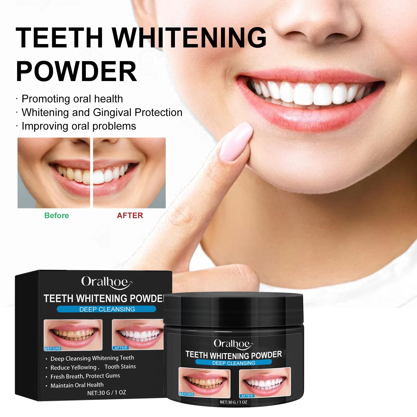 Charcoal Whitening Teeth Powder Cleaning Dental Calculus Stains Improve Tooth Yellow Remove Bad Breath Bright White Toothpaste 30g