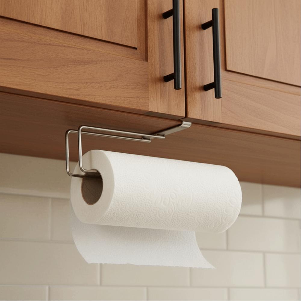 Metal Toilet Roll Holder Punch Free Cabinet Hanger Quality Kitchen Paper Towel Rack  Kitchen
